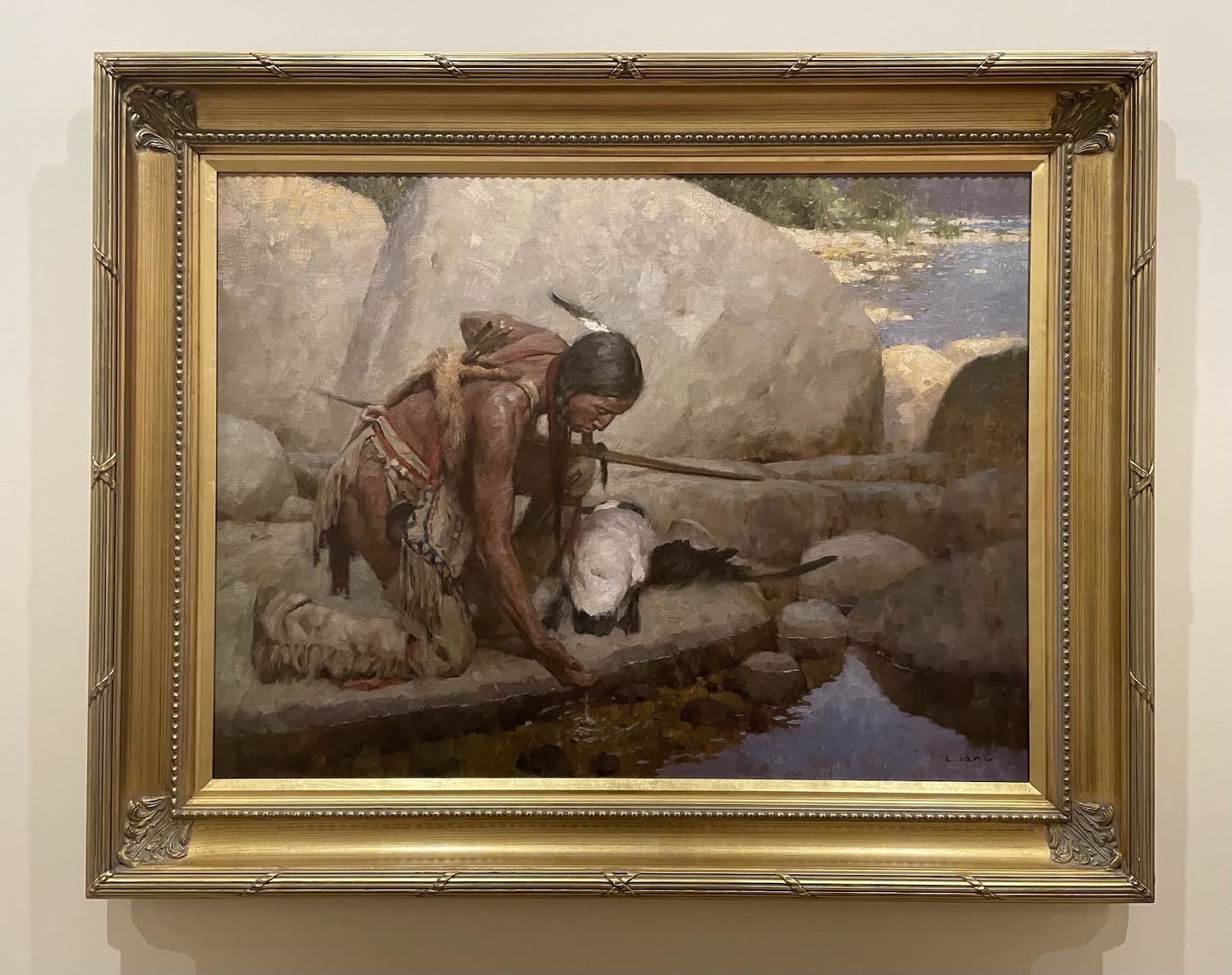 Bountiful Earth (Indian bending down at the waters edge)